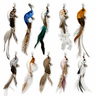 10 replaceable feather birds for interactive cat teaser wand toy