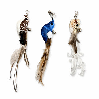 3 replaceable feather birds for interactive cat teaser wand toy